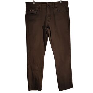Fried-Denim pants mens 34x30 green olive slim fit chino flat front stretch